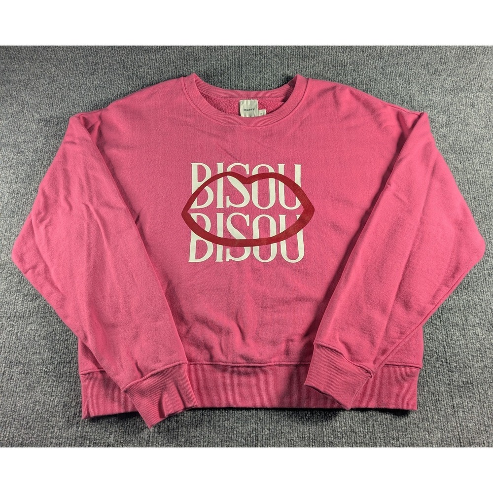MAEVE Anthropologie Jordan Nickson Bisou Sweatshirt Women's Size Medium Pink